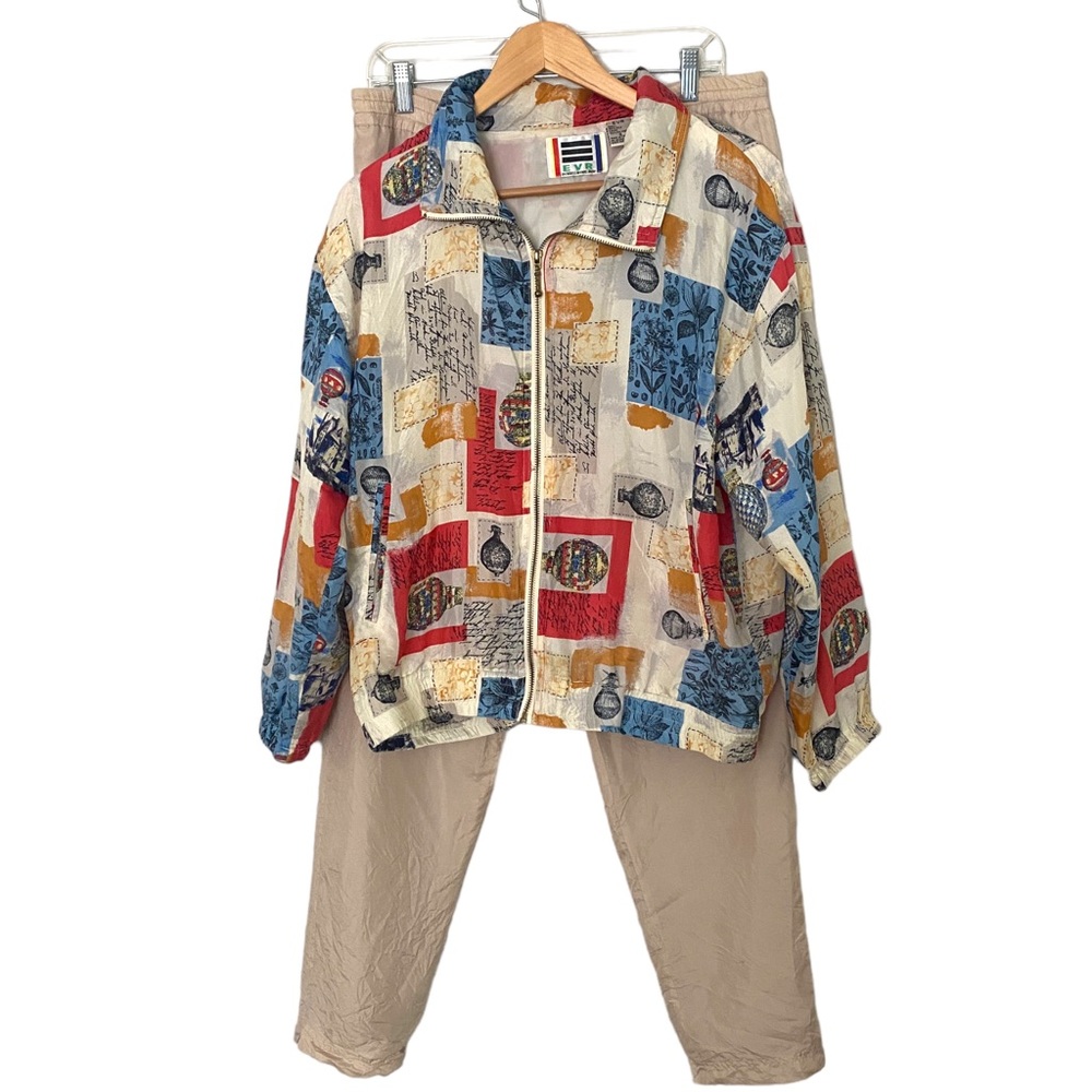 Vintage EVR Silk Hot Air Balloon Pants and Jacket Size Small 2 Piece Set